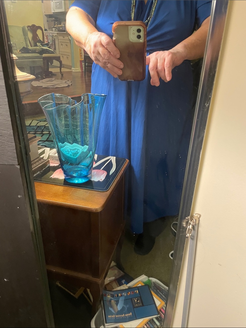 Royal Blue Liquid Knit SS Midi Dress 2X